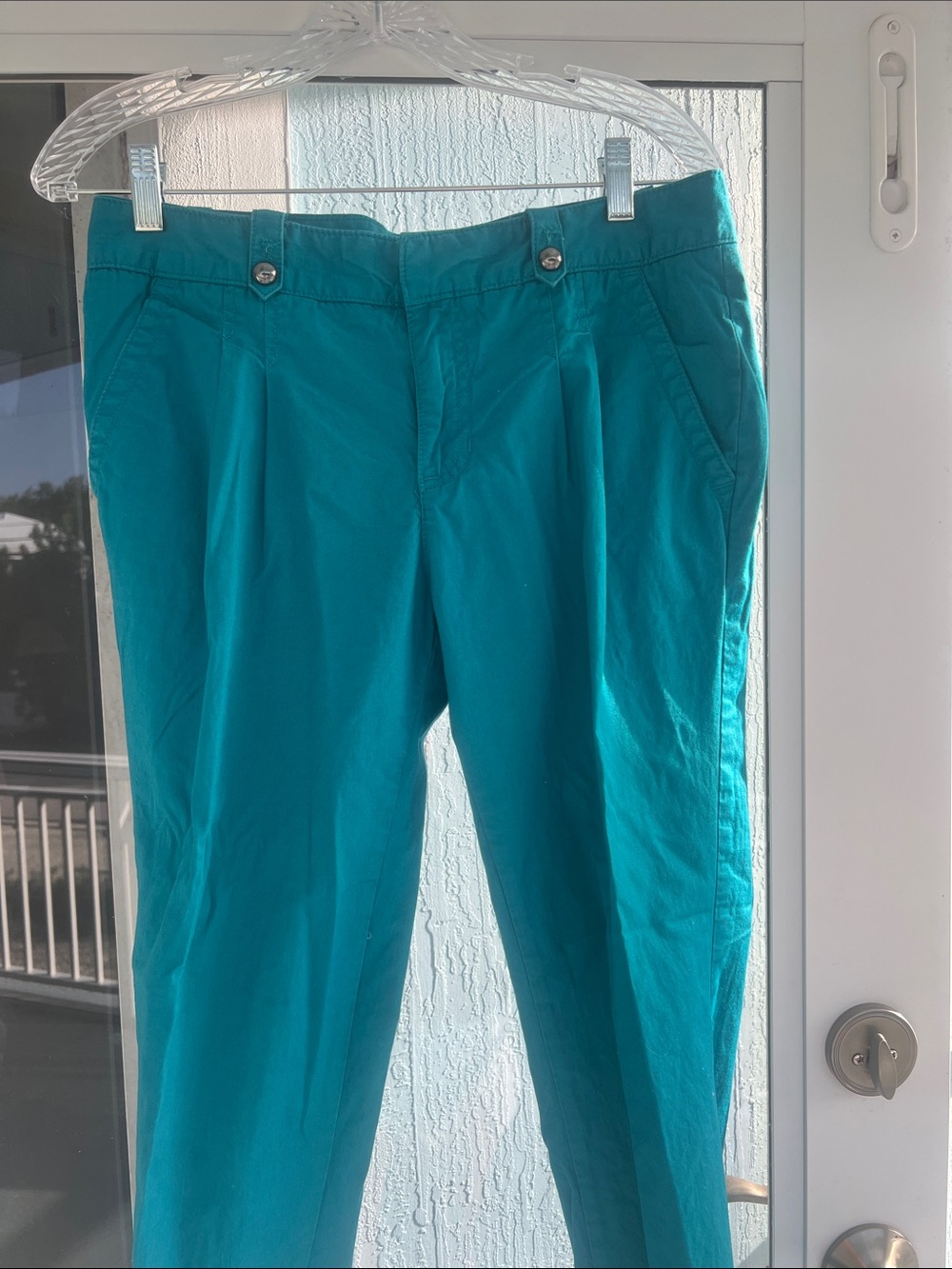 Calvin Klein Teal Ankle-Length Cropped Pants
